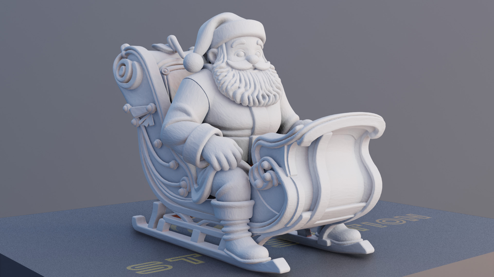Santa in Sleigh 3D Printable Christmas Model 3D print model_1
