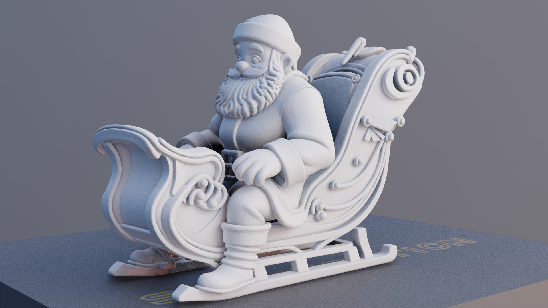 Santa in Sleigh 3D Printable Christmas Model 3D print model_8
