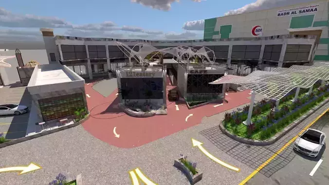Commercial Courtyard Retail Center A29 DWG SketchUp 3D model