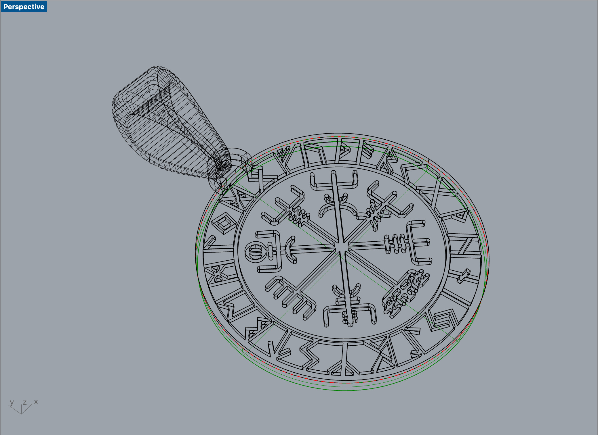 Round Celtic Pendant with Runes 3D print model_13