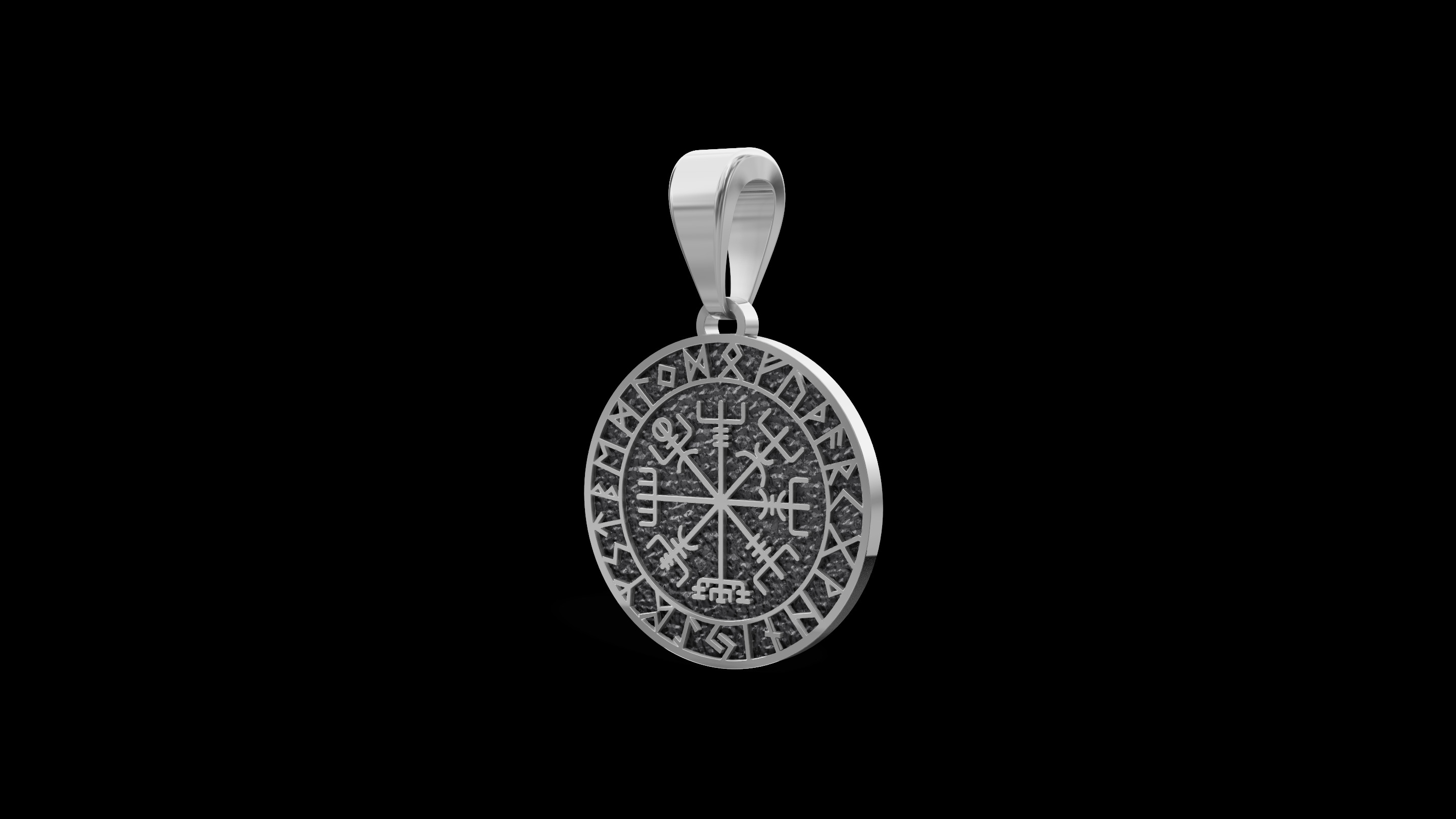 Round Celtic Pendant with Runes 3D print model_1
