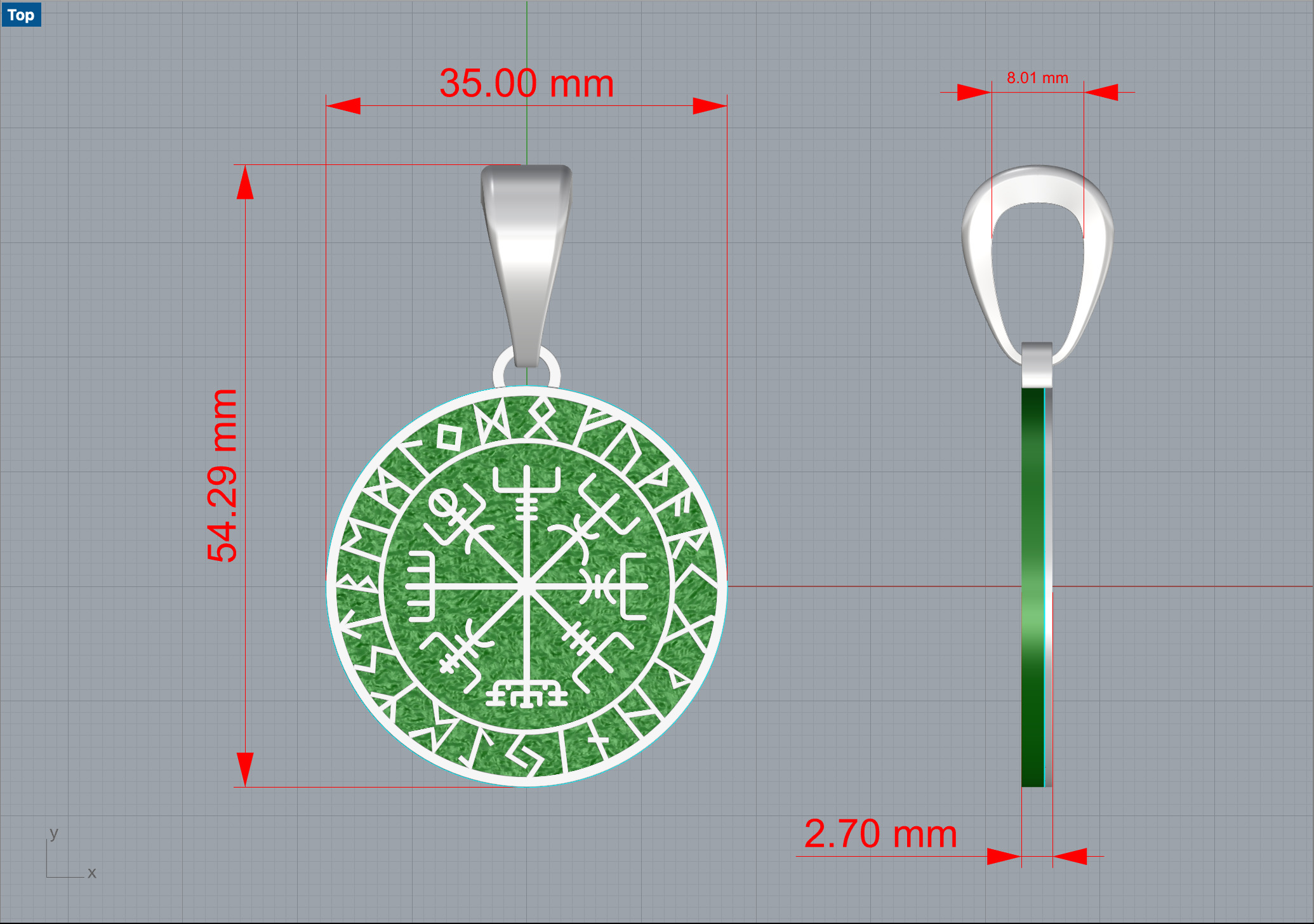 Round Celtic Pendant with Runes 3D print model_11