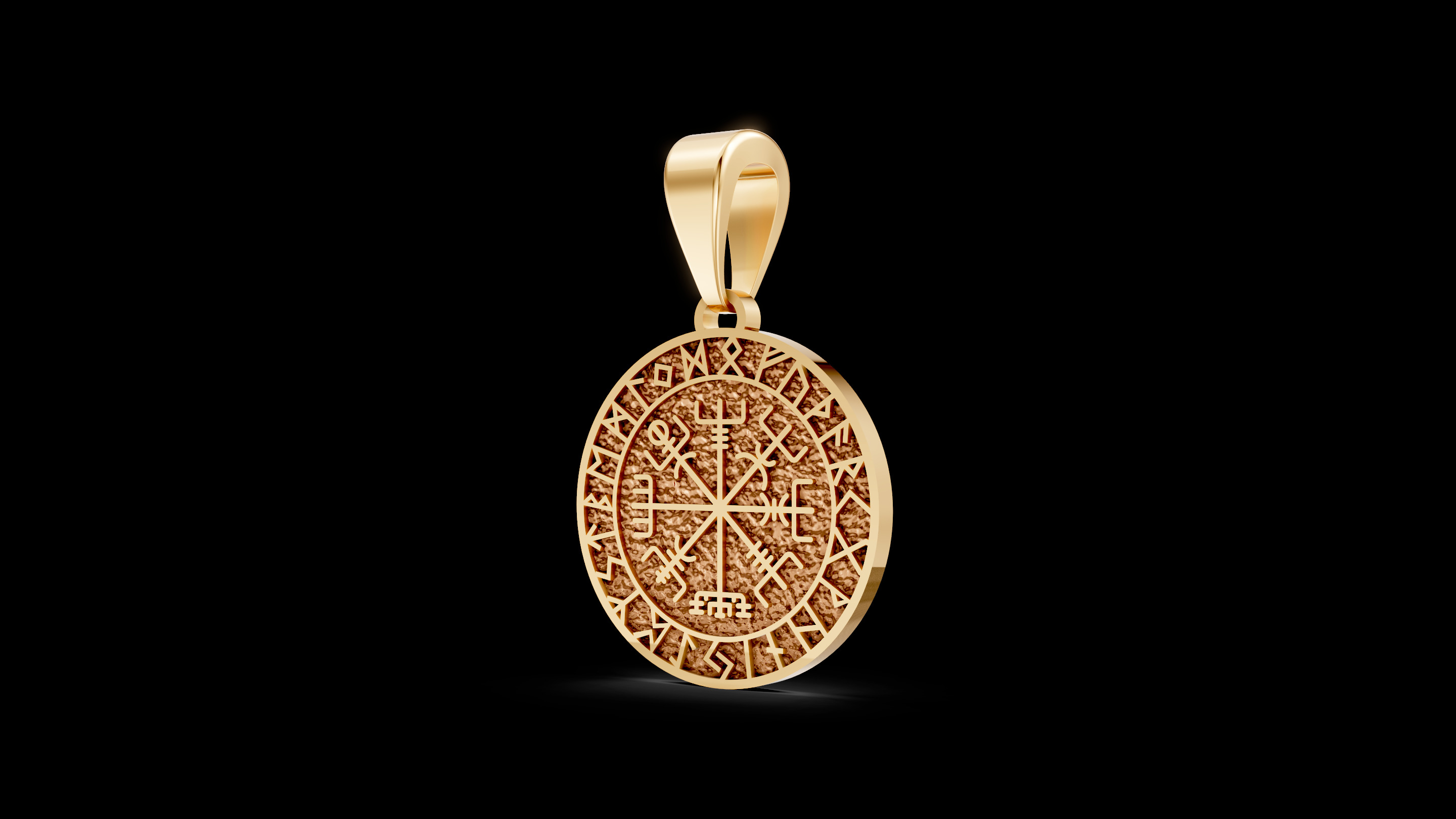 Round Celtic Pendant with Runes 3D print model_6