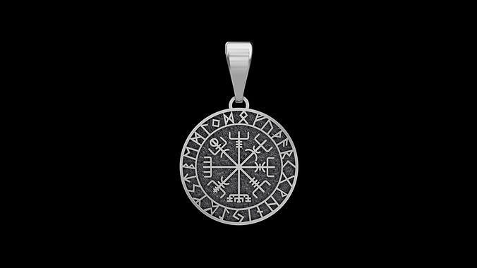 Round Celtic Pendant with Runes 3D print model