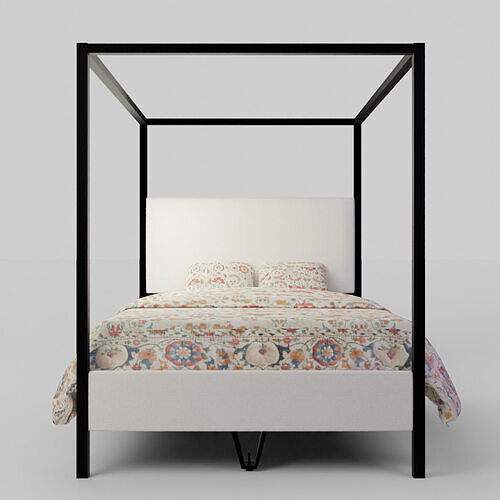 Atwell Canopy Bed Queen Matte Black 3D model