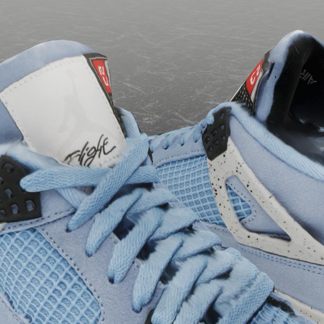 NIKE AIR JORDAN 4 RETRO UNIVERSITY BLUE 3D SHOES Low-poly 3D model_7