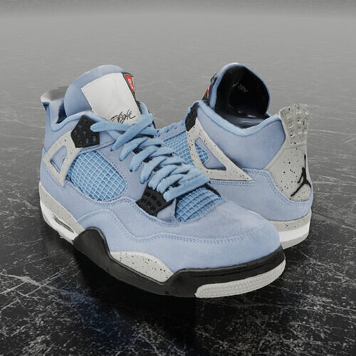 NIKE AIR JORDAN 4 RETRO UNIVERSITY BLUE 3D SHOES Low-poly 3D model