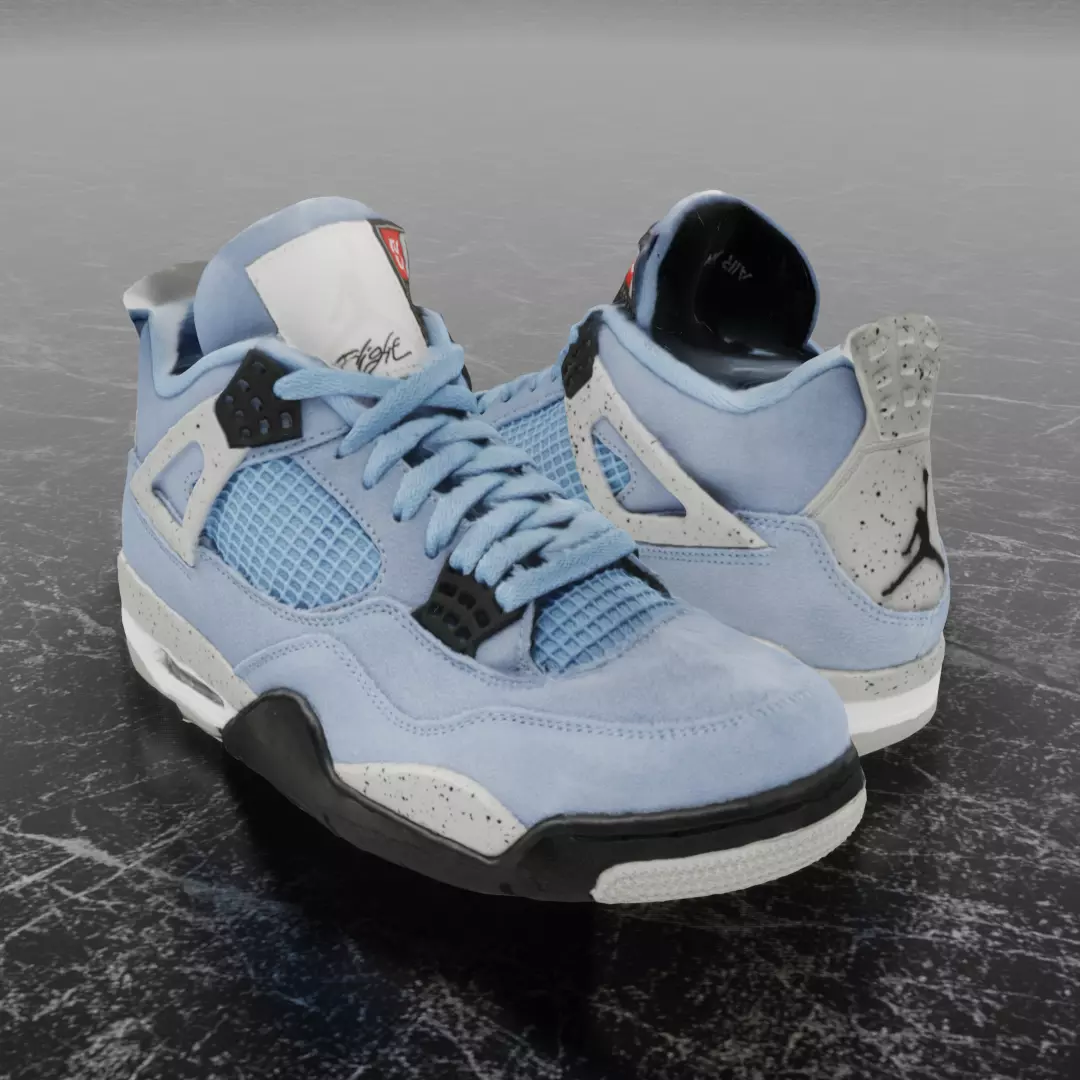 NIKE AIR JORDAN 4 RETRO UNIVERSITY BLUE 3D SHOES Low-poly 3D model_0
