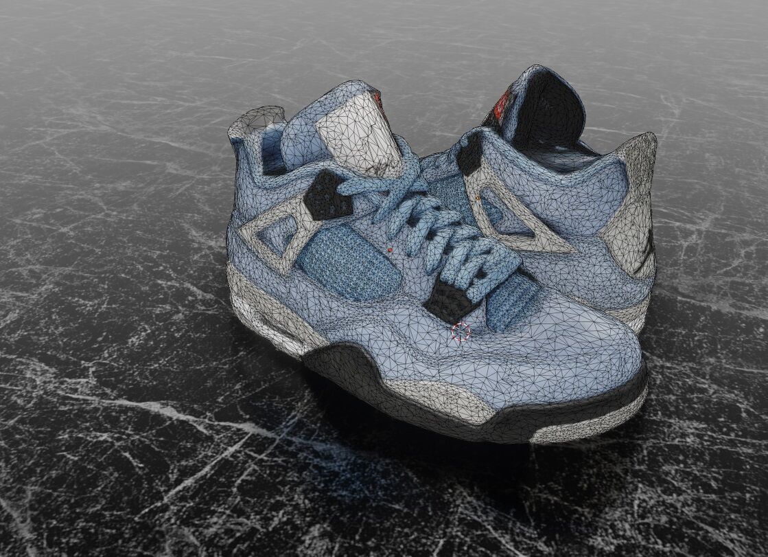 NIKE AIR JORDAN 4 RETRO UNIVERSITY BLUE 3D SHOES Low-poly 3D model_11