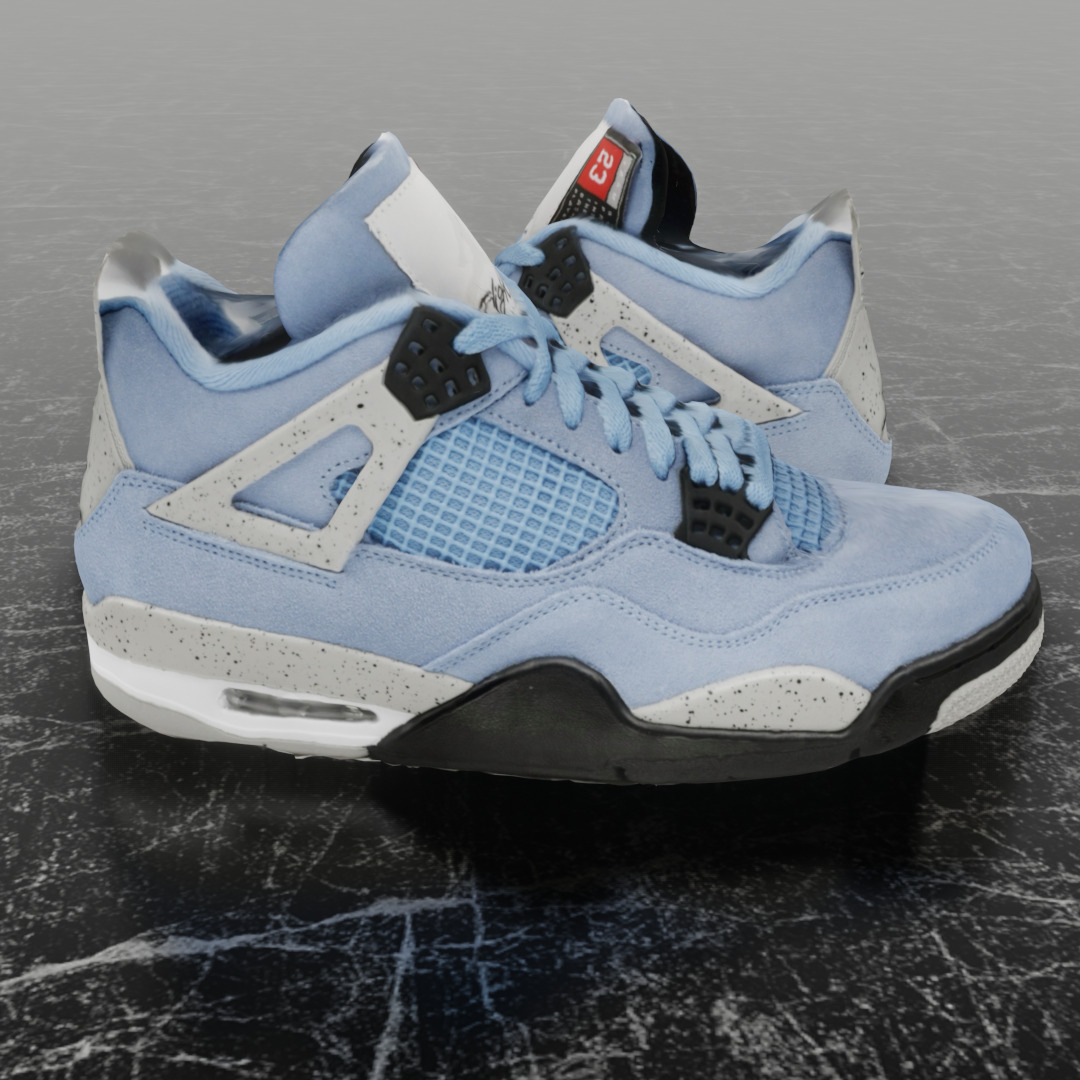 NIKE AIR JORDAN 4 RETRO UNIVERSITY BLUE 3D SHOES Low-poly 3D model_3
