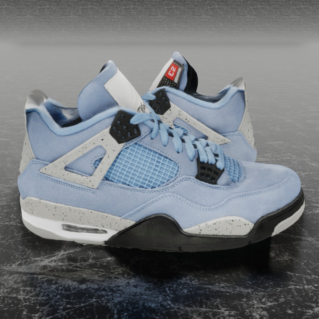 NIKE AIR JORDAN 4 RETRO UNIVERSITY BLUE 3D SHOES Low-poly 3D model_6