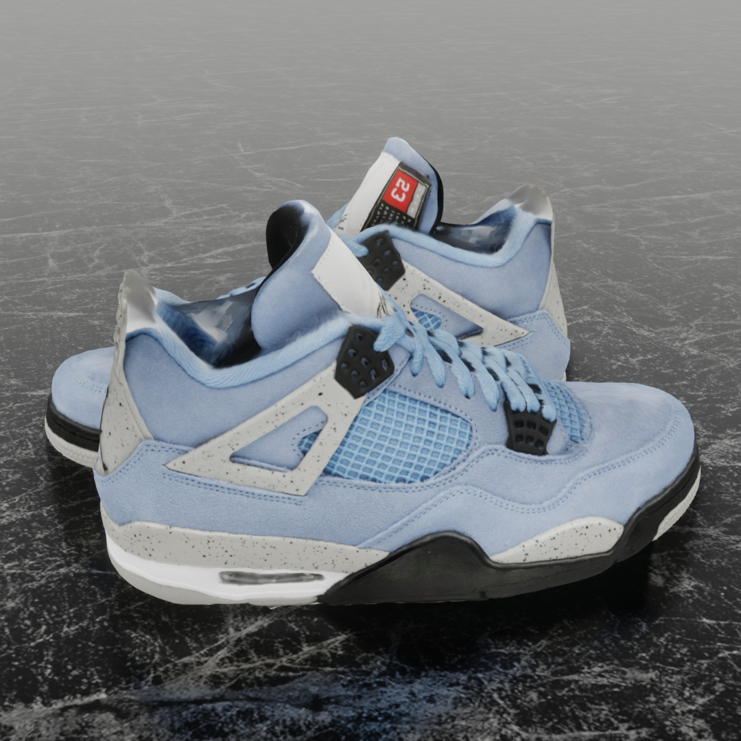 NIKE AIR JORDAN 4 RETRO UNIVERSITY BLUE 3D SHOES Low-poly 3D model_1