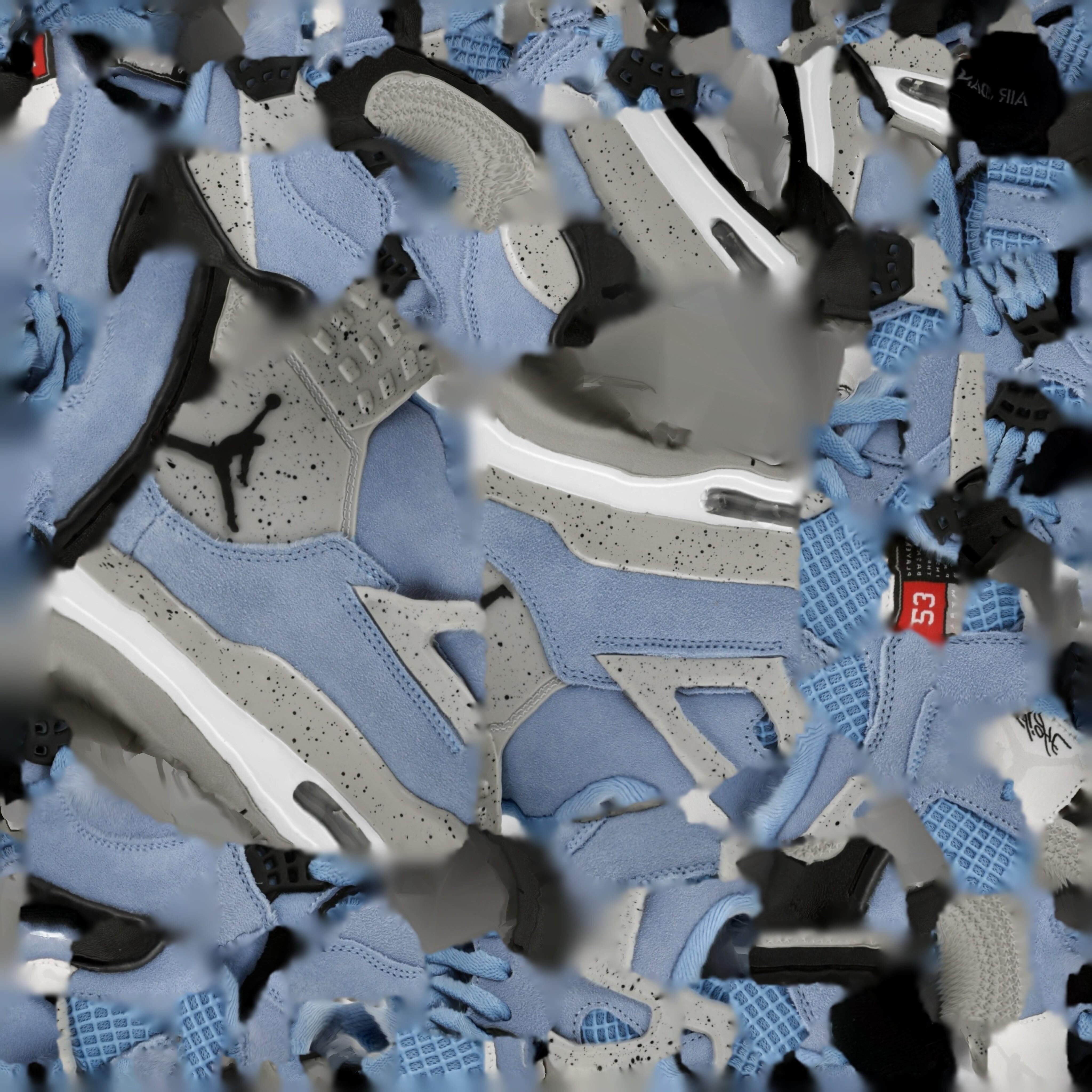 NIKE AIR JORDAN 4 RETRO UNIVERSITY BLUE 3D SHOES Low-poly 3D model_12