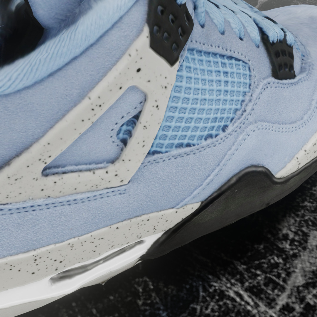 NIKE AIR JORDAN 4 RETRO UNIVERSITY BLUE 3D SHOES Low-poly 3D model_9