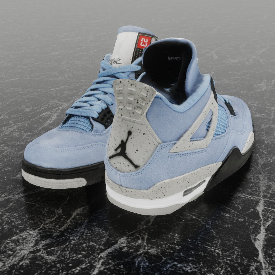 NIKE AIR JORDAN 4 RETRO UNIVERSITY BLUE 3D SHOES Low-poly 3D model_4
