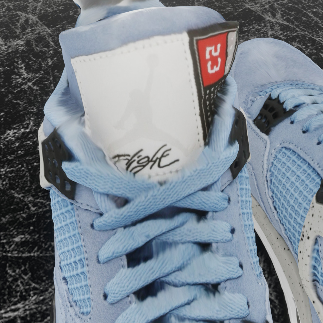 NIKE AIR JORDAN 4 RETRO UNIVERSITY BLUE 3D SHOES Low-poly 3D model_10
