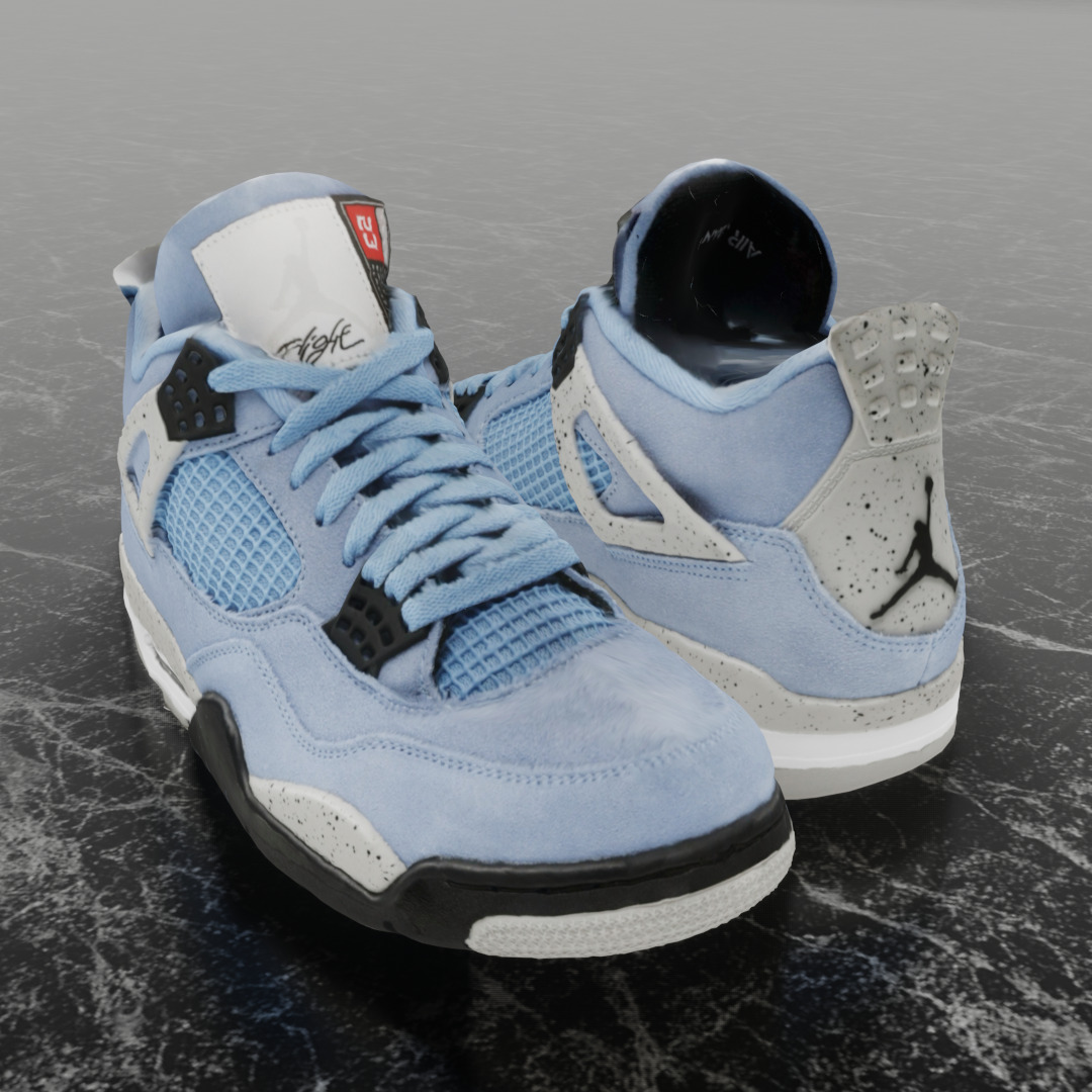 NIKE AIR JORDAN 4 RETRO UNIVERSITY BLUE 3D SHOES Low-poly 3D model_5