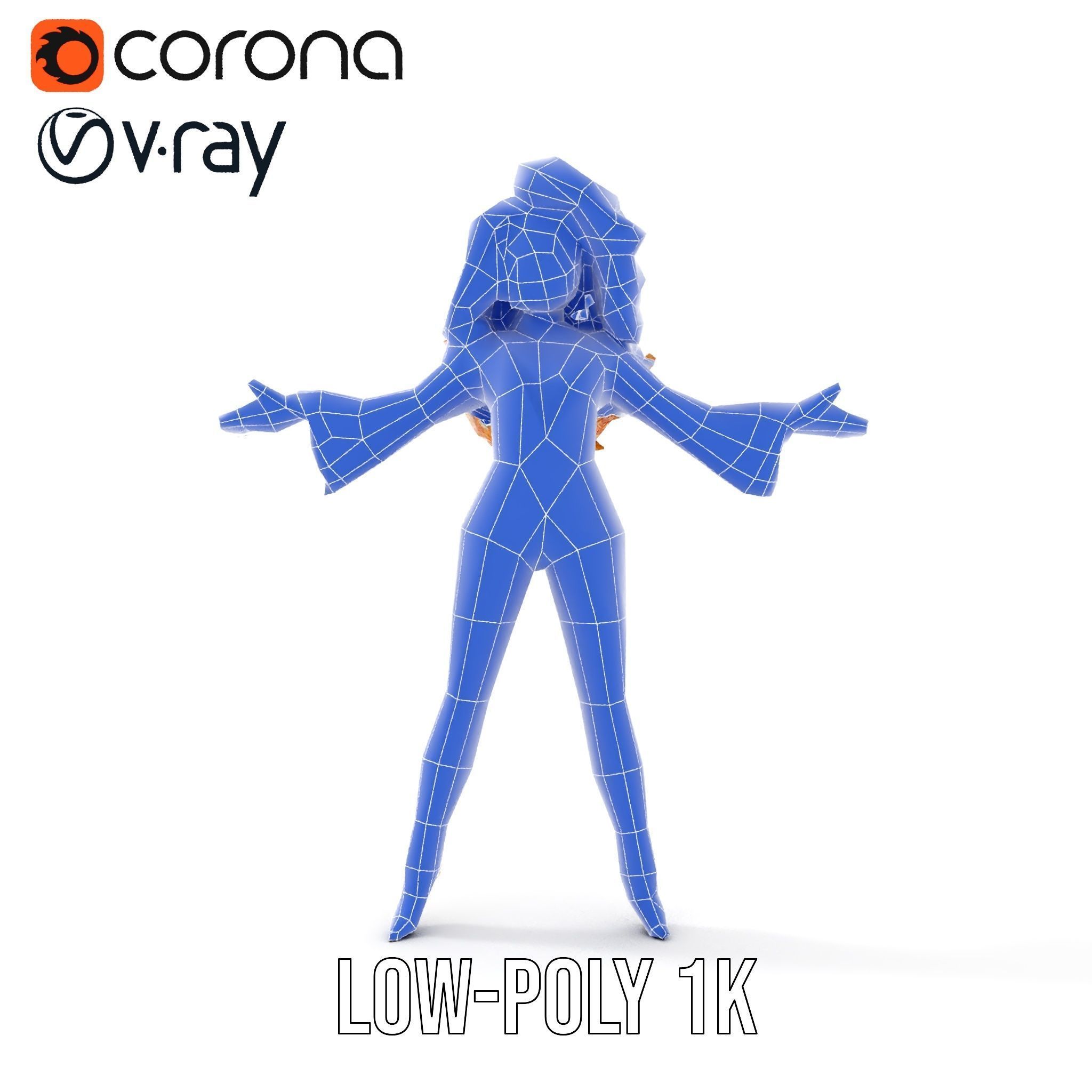 Golden Glam Diva Character Rigged and Animated Low-poly 3D model_13