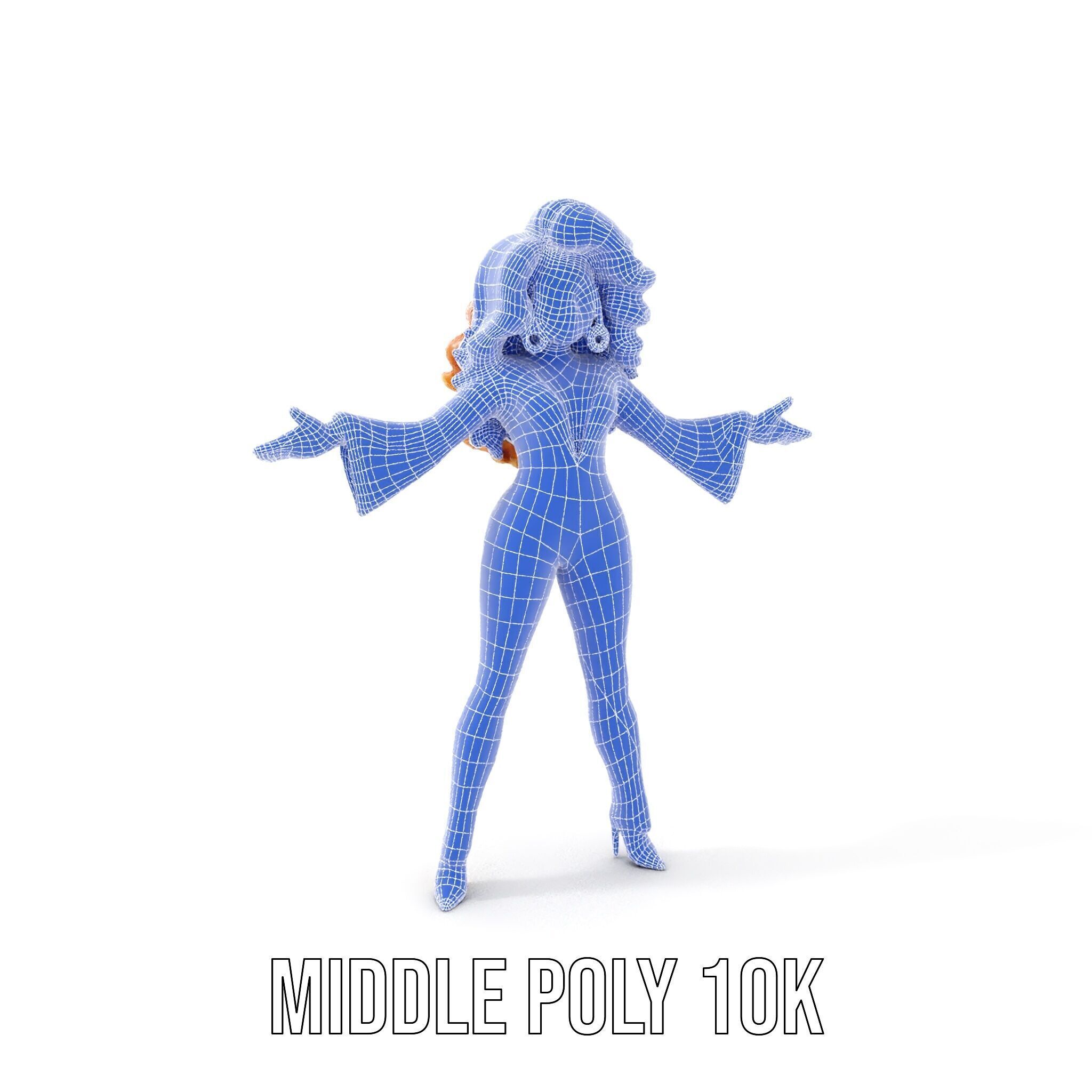 Golden Glam Diva Character Rigged and Animated Low-poly 3D model_29