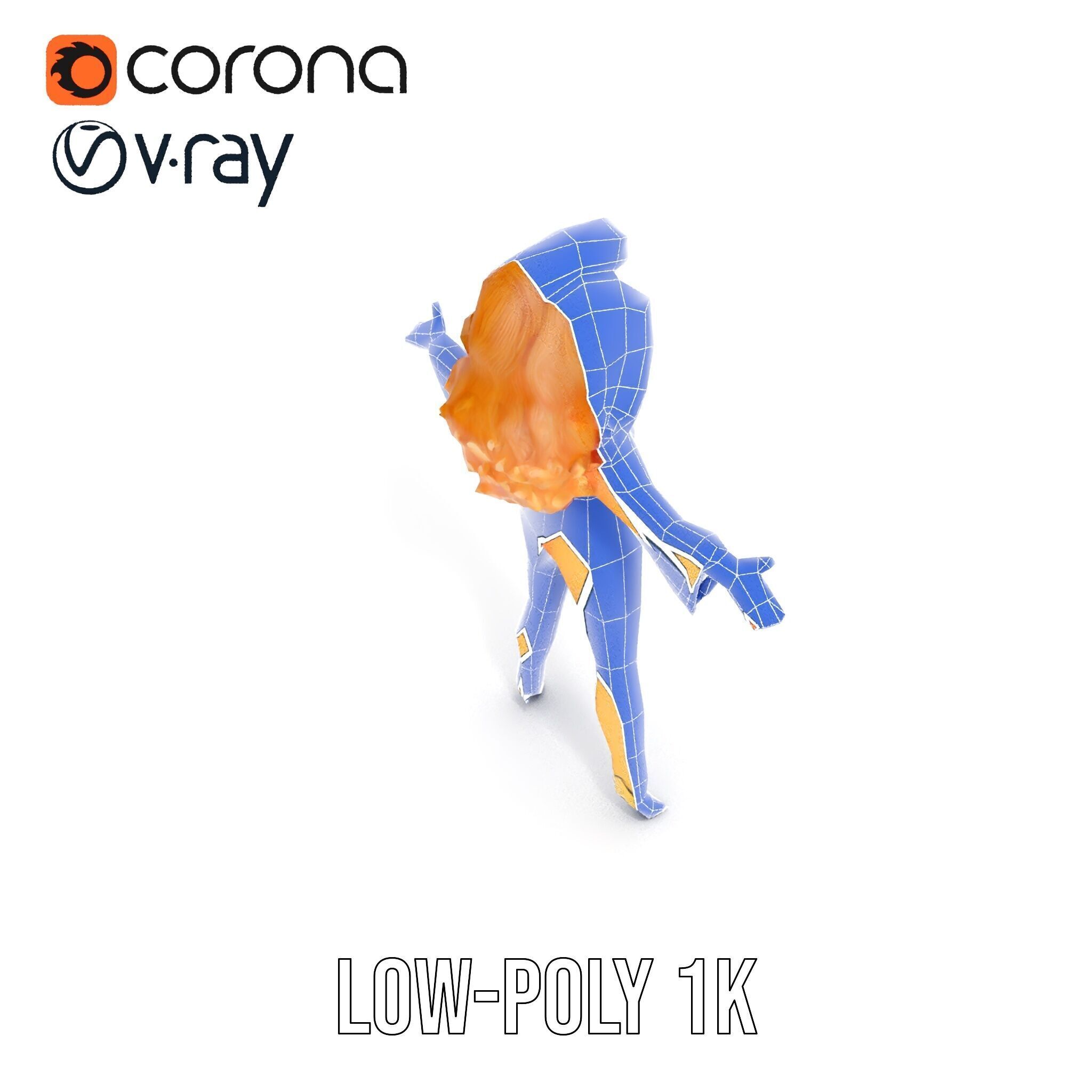 Golden Glam Diva Character Rigged and Animated Low-poly 3D model_25