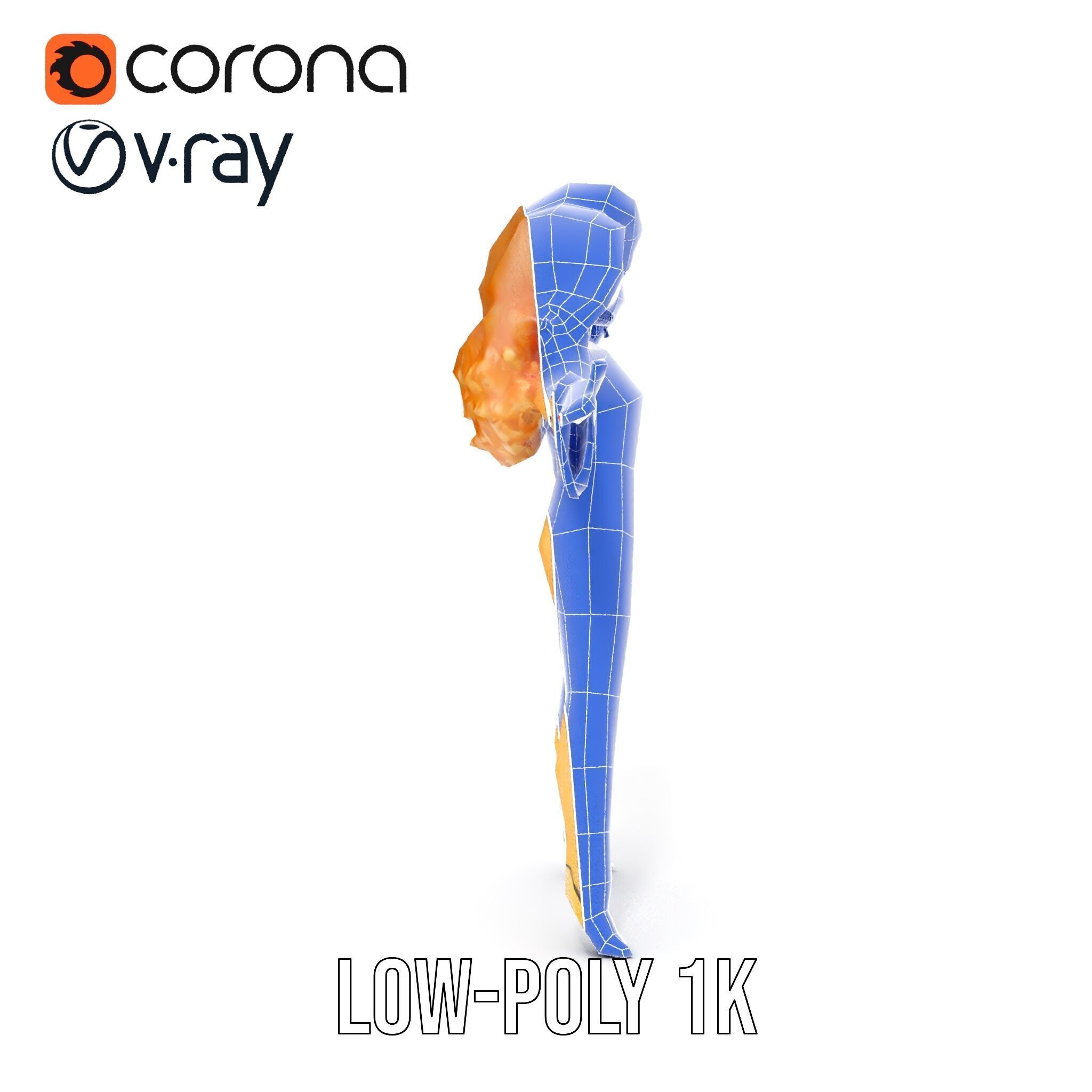 Golden Glam Diva Character Rigged and Animated Low-poly 3D model_30