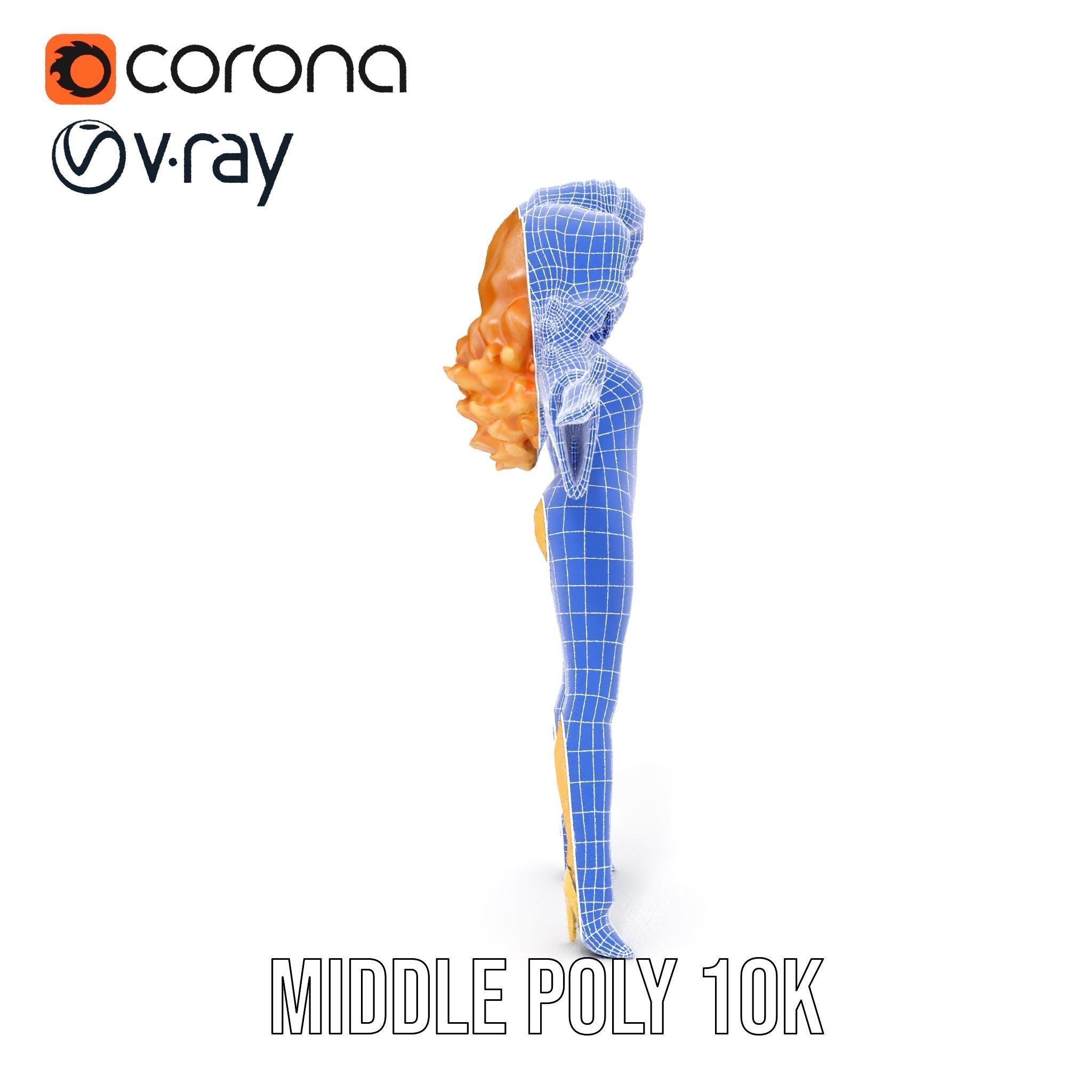 Golden Glam Diva Character Rigged and Animated Low-poly 3D model_32