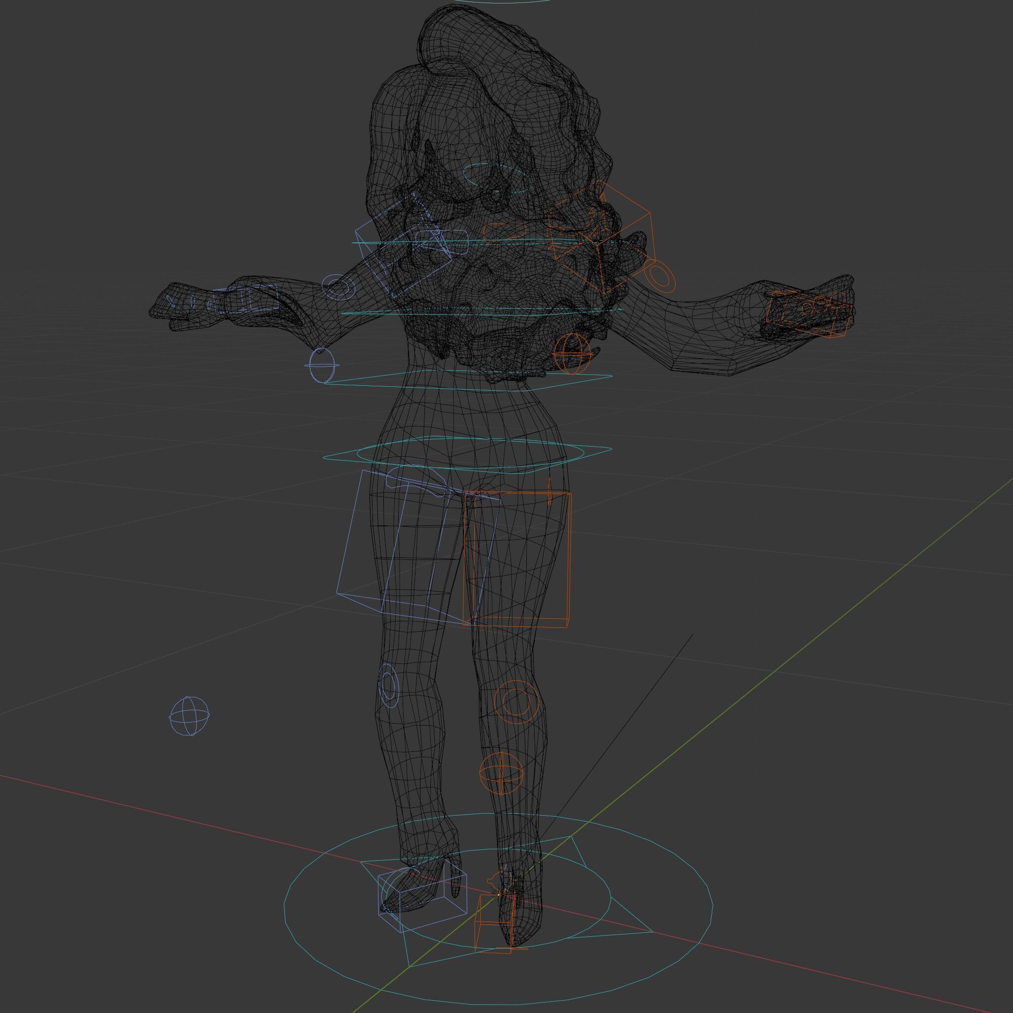 Golden Glam Diva Character Rigged and Animated Low-poly 3D model_5