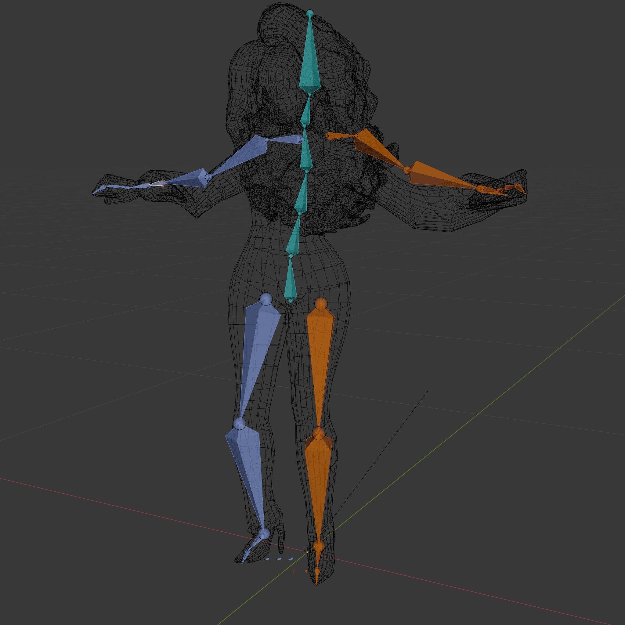 Golden Glam Diva Character Rigged and Animated Low-poly 3D model_6