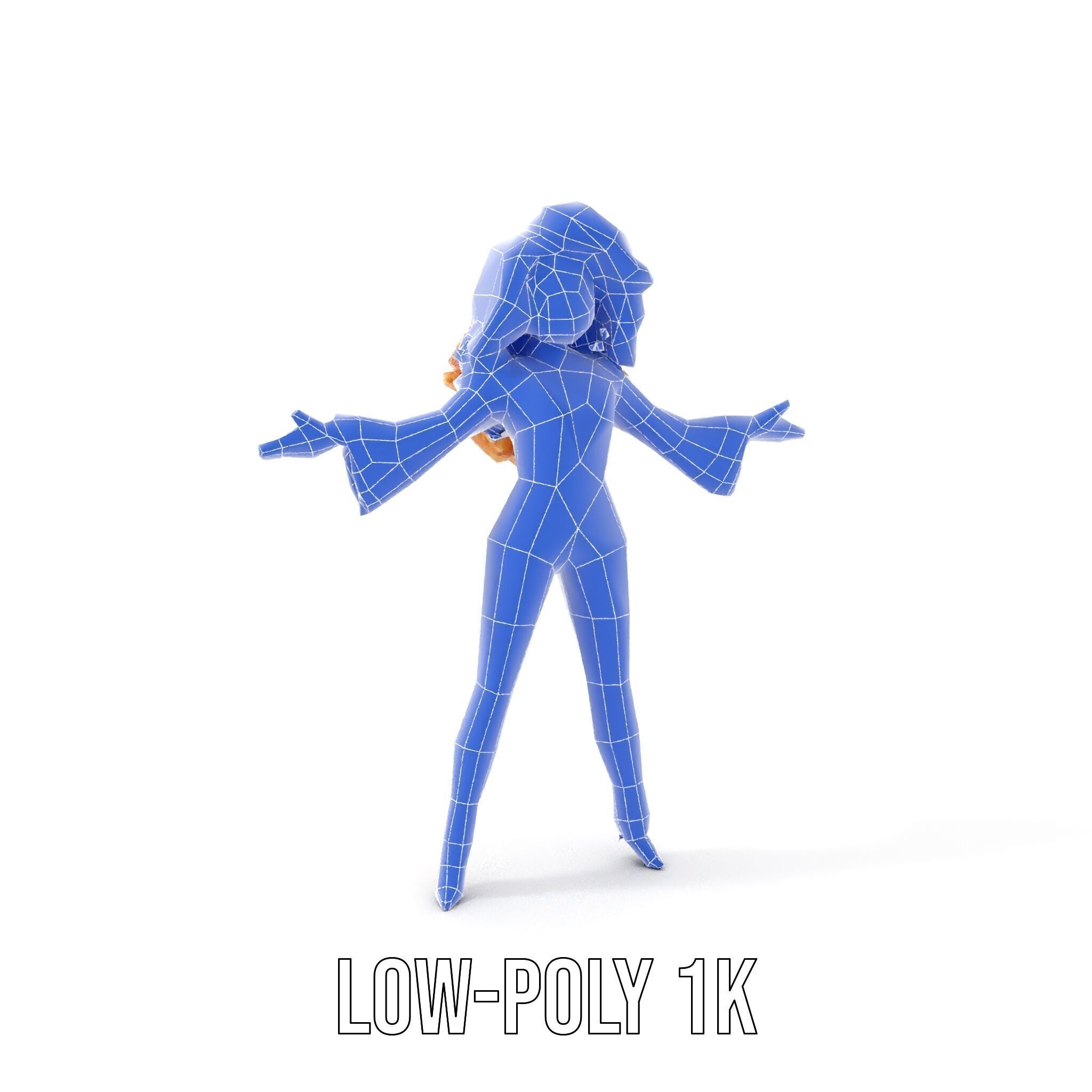 Golden Glam Diva Character Rigged and Animated Low-poly 3D model_8