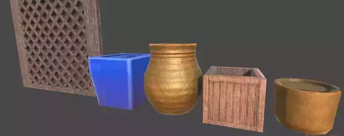 Garden Set Dressing Props Low-poly 3D model