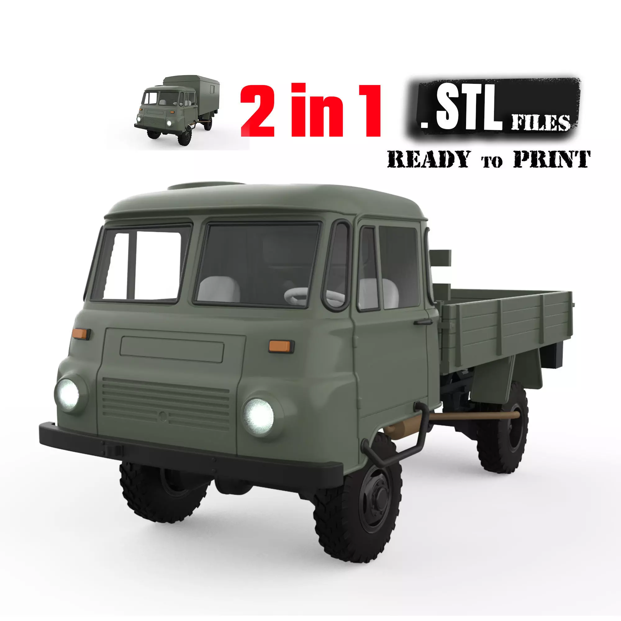 Robur LO 2002 3D printable truck model scale vehicle STL 3D print model