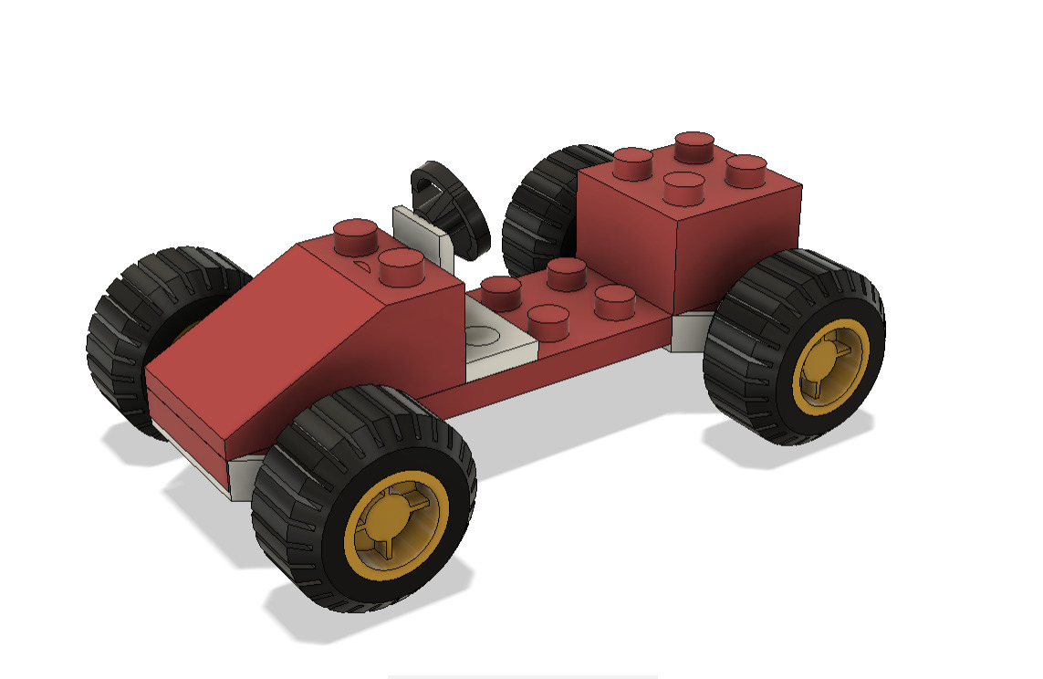 Fusion 360 Brick Toy Car STL and STEP Files 3D print model_1