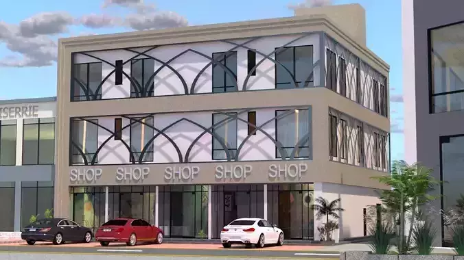 Modern Mixed Use Commercial Building A23 DWG SketchUp