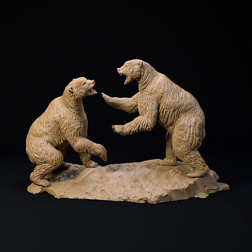 Arctodus Simus Short faced bear fight pre-supported 3D print model