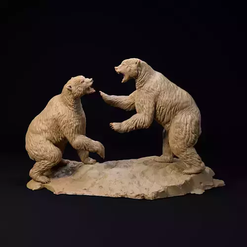Arctodus Simus Short faced bear fight pre-supported 3D print model