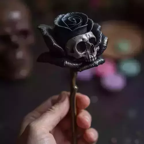 Halloween Dark Skull Rose