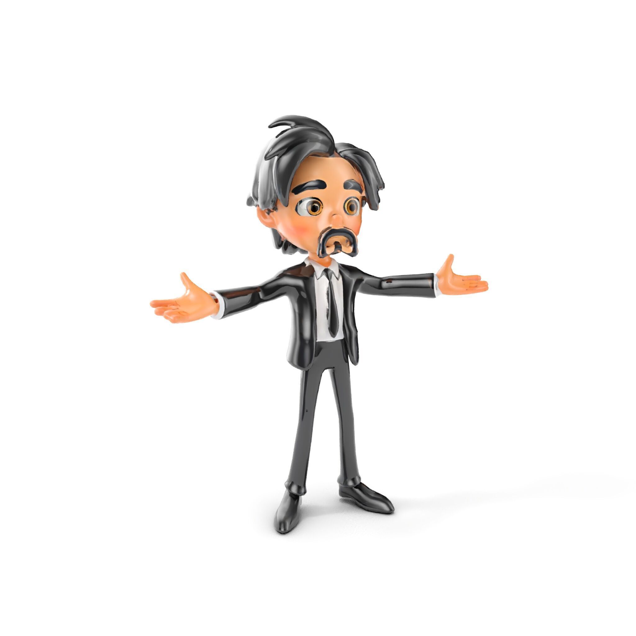 Stylish Suit Character Model  Rigged and Animated Low-poly 3D model_12