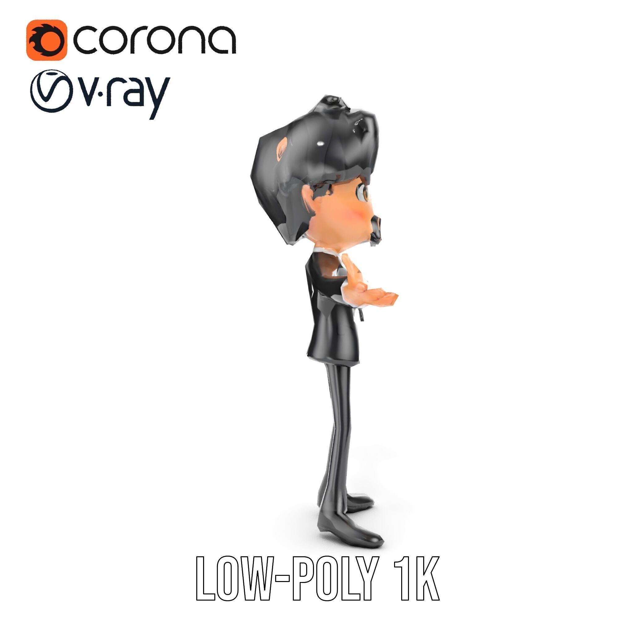 Stylish Suit Character Model  Rigged and Animated Low-poly 3D model_26