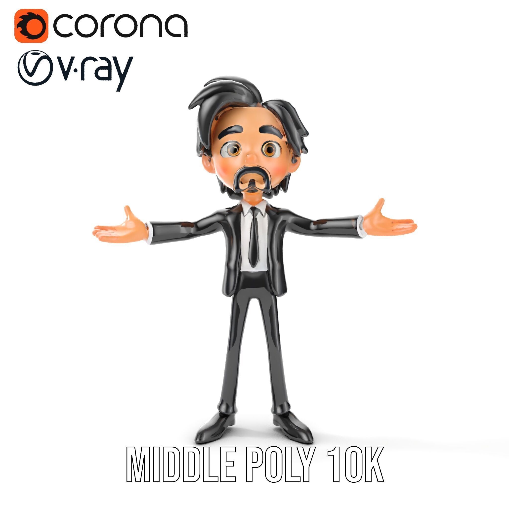 Stylish Suit Character Model  Rigged and Animated Low-poly 3D model_19