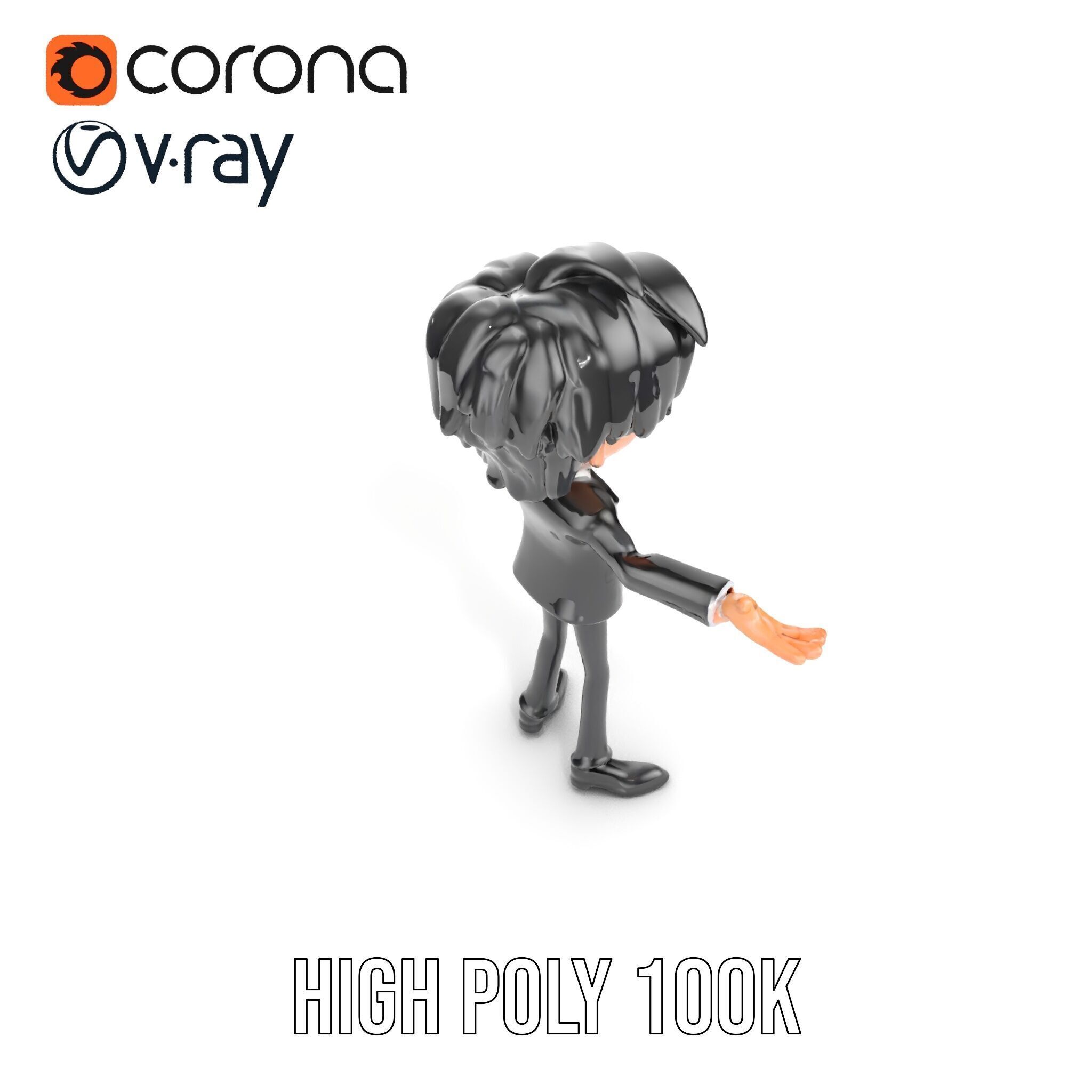 Stylish Suit Character Model  Rigged and Animated Low-poly 3D model_24