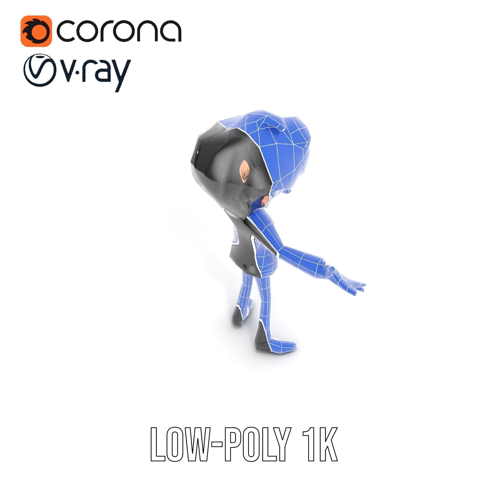 Stylish Suit Character Model  Rigged and Animated Low-poly 3D model_8