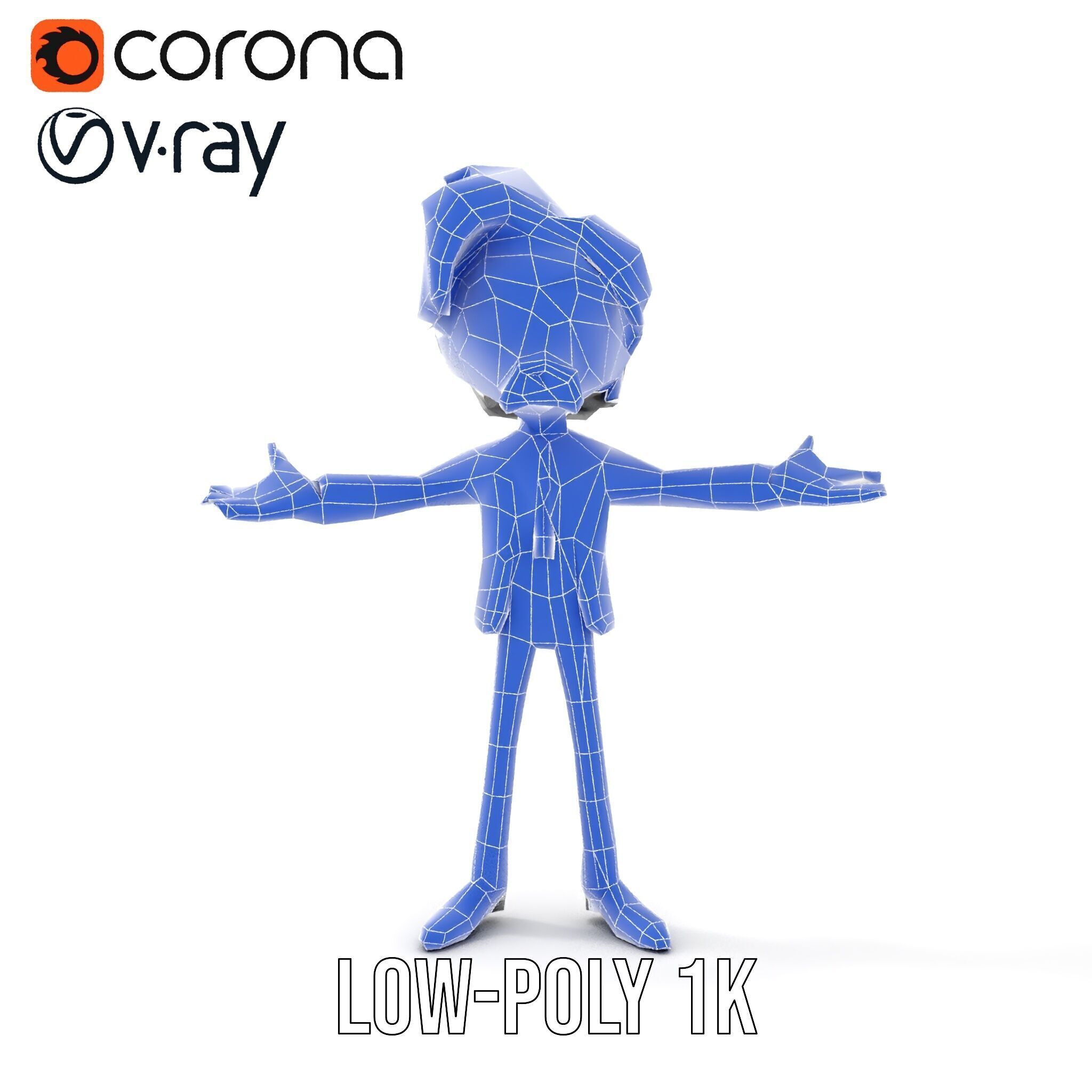 Stylish Suit Character Model  Rigged and Animated Low-poly 3D model_20