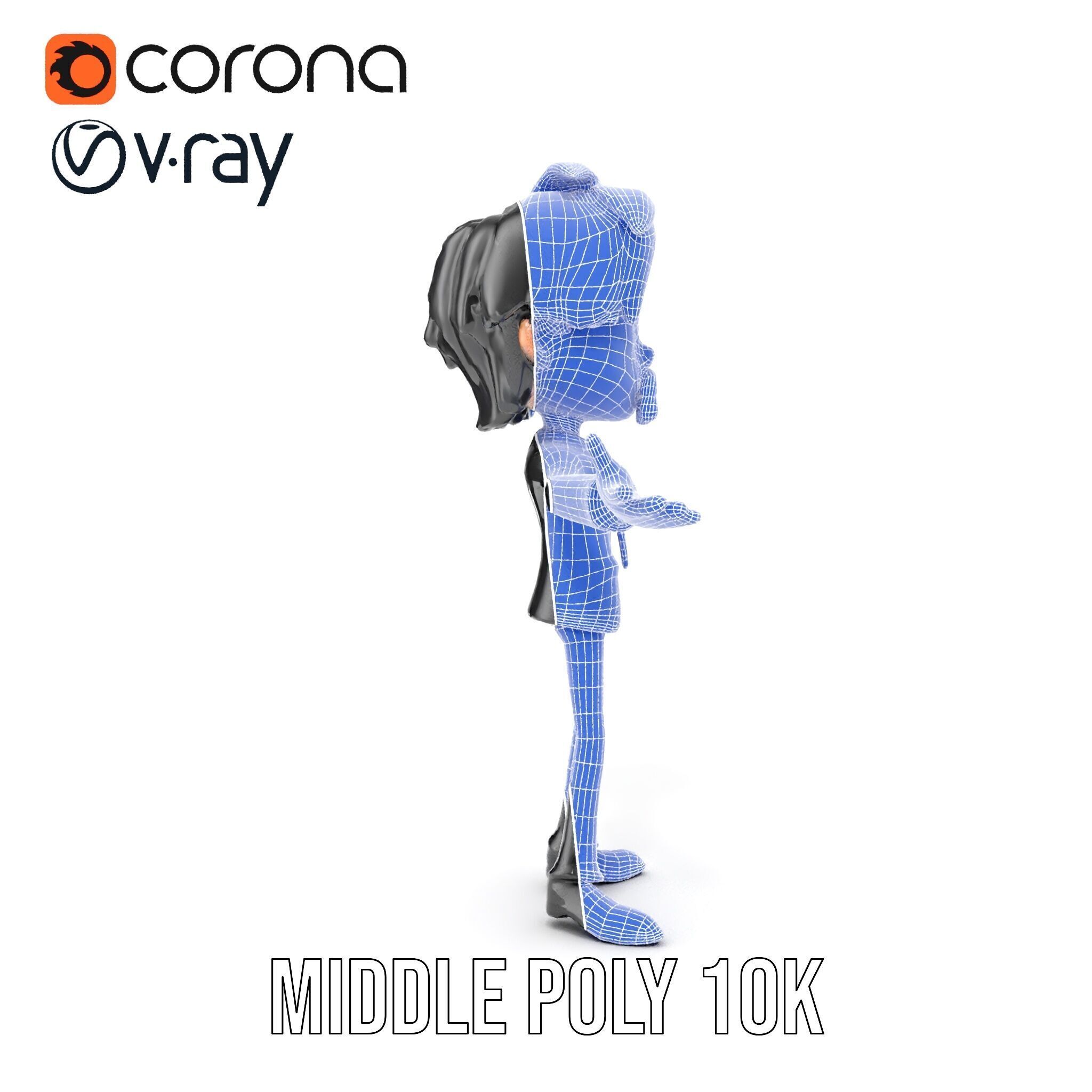 Stylish Suit Character Model  Rigged and Animated Low-poly 3D model_36