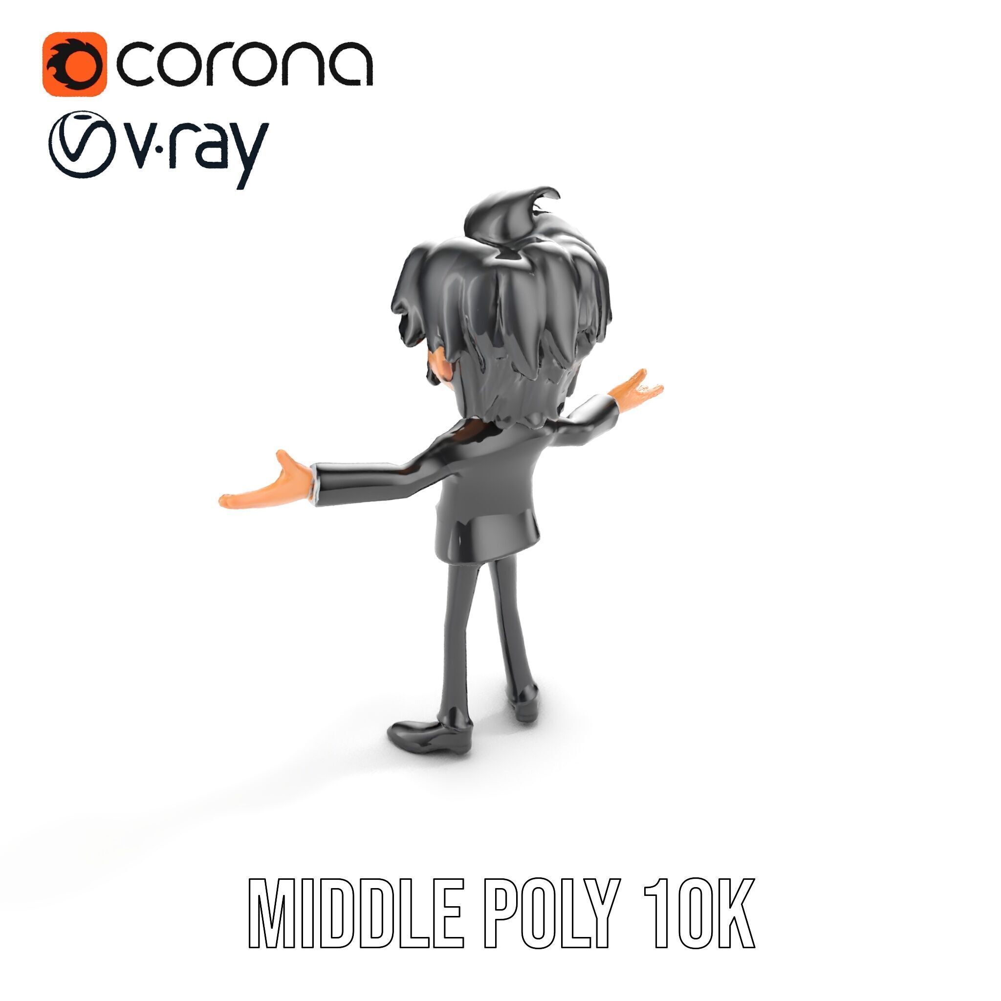 Stylish Suit Character Model  Rigged and Animated Low-poly 3D model_14