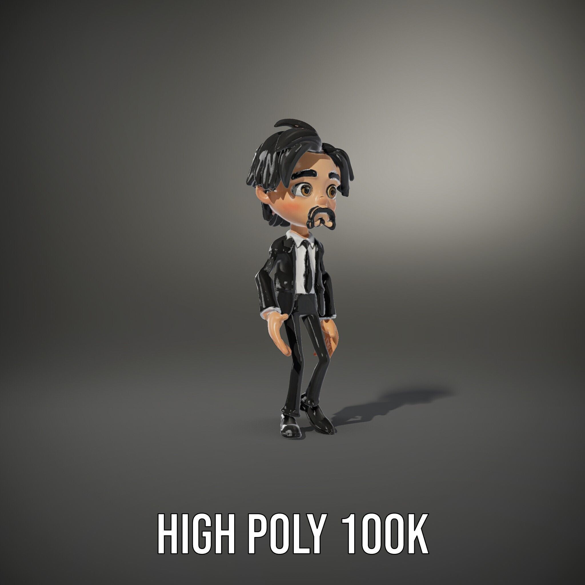 Stylish Suit Character Model  Rigged and Animated Low-poly 3D model_11