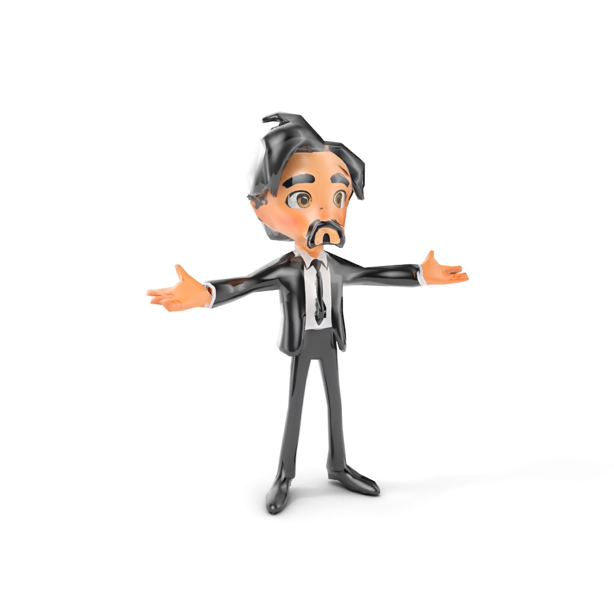 Stylish Suit Character Model  Rigged and Animated Low-poly 3D model_15