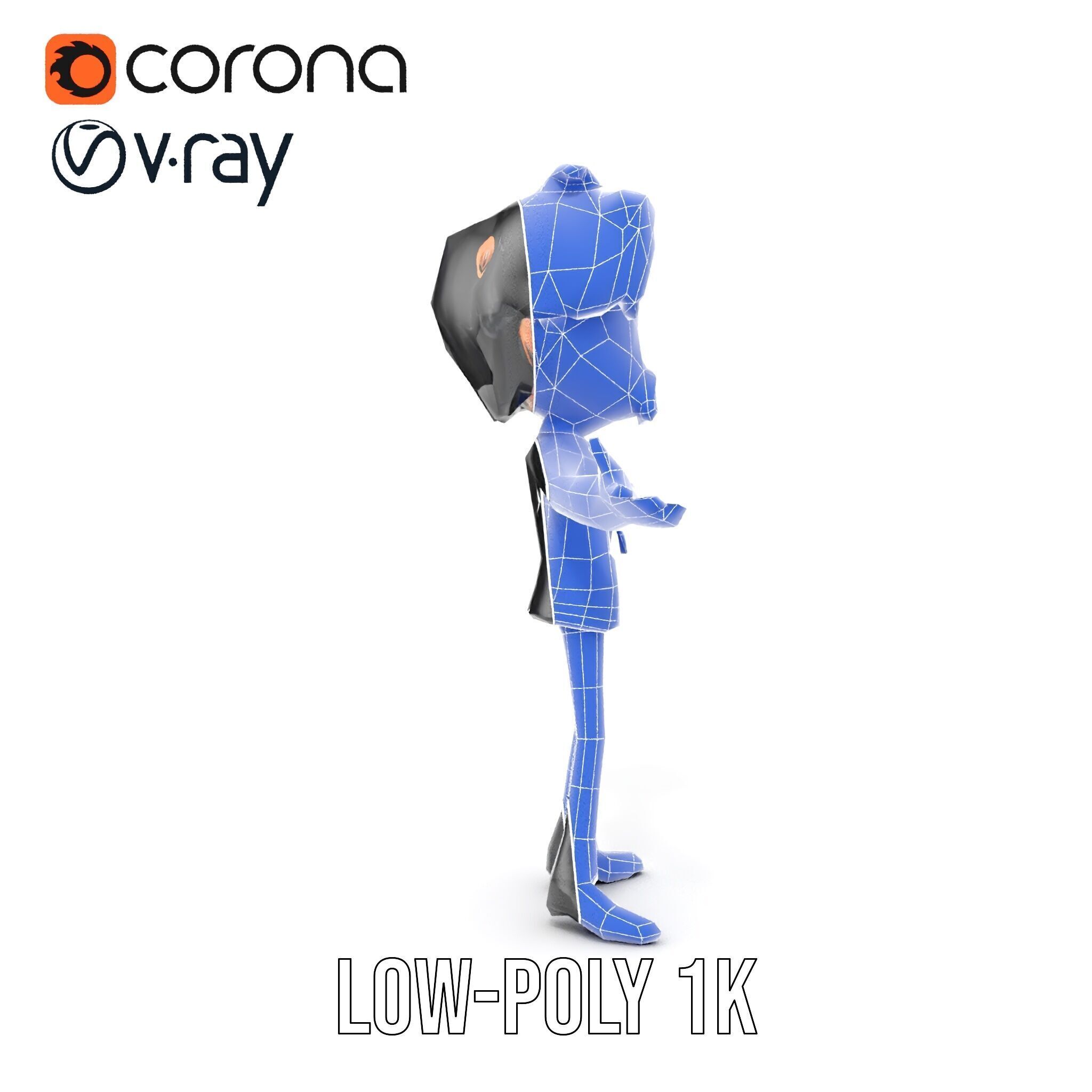 Stylish Suit Character Model  Rigged and Animated Low-poly 3D model_32