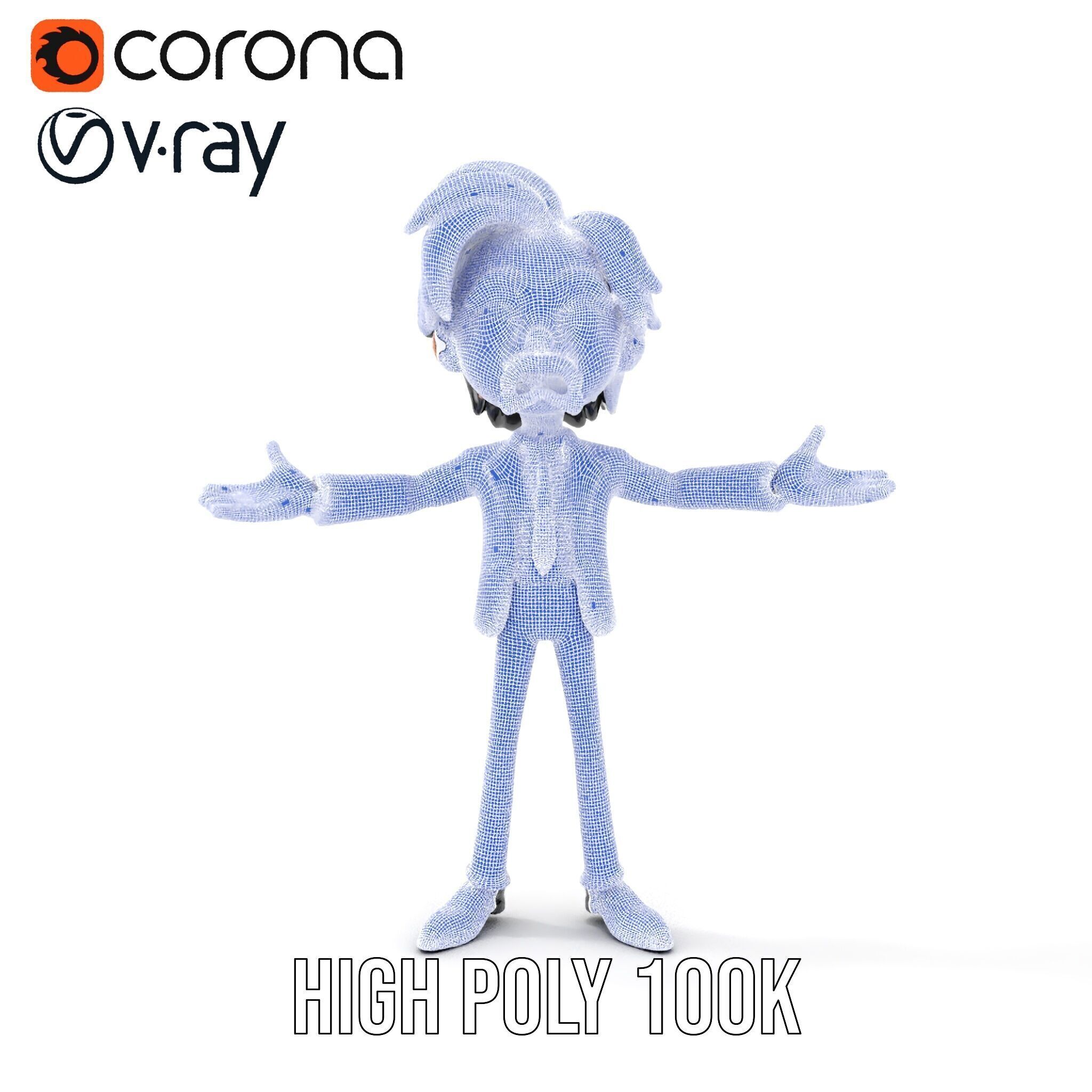 Stylish Suit Character Model  Rigged and Animated Low-poly 3D model_30