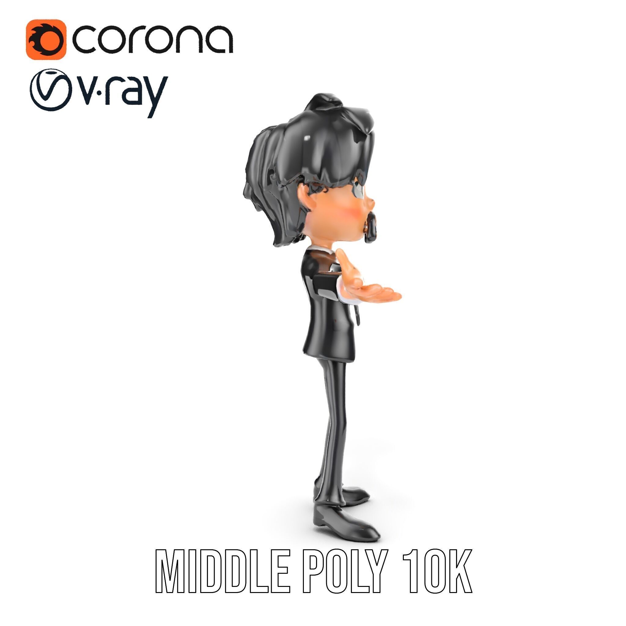 Stylish Suit Character Model  Rigged and Animated Low-poly 3D model_16