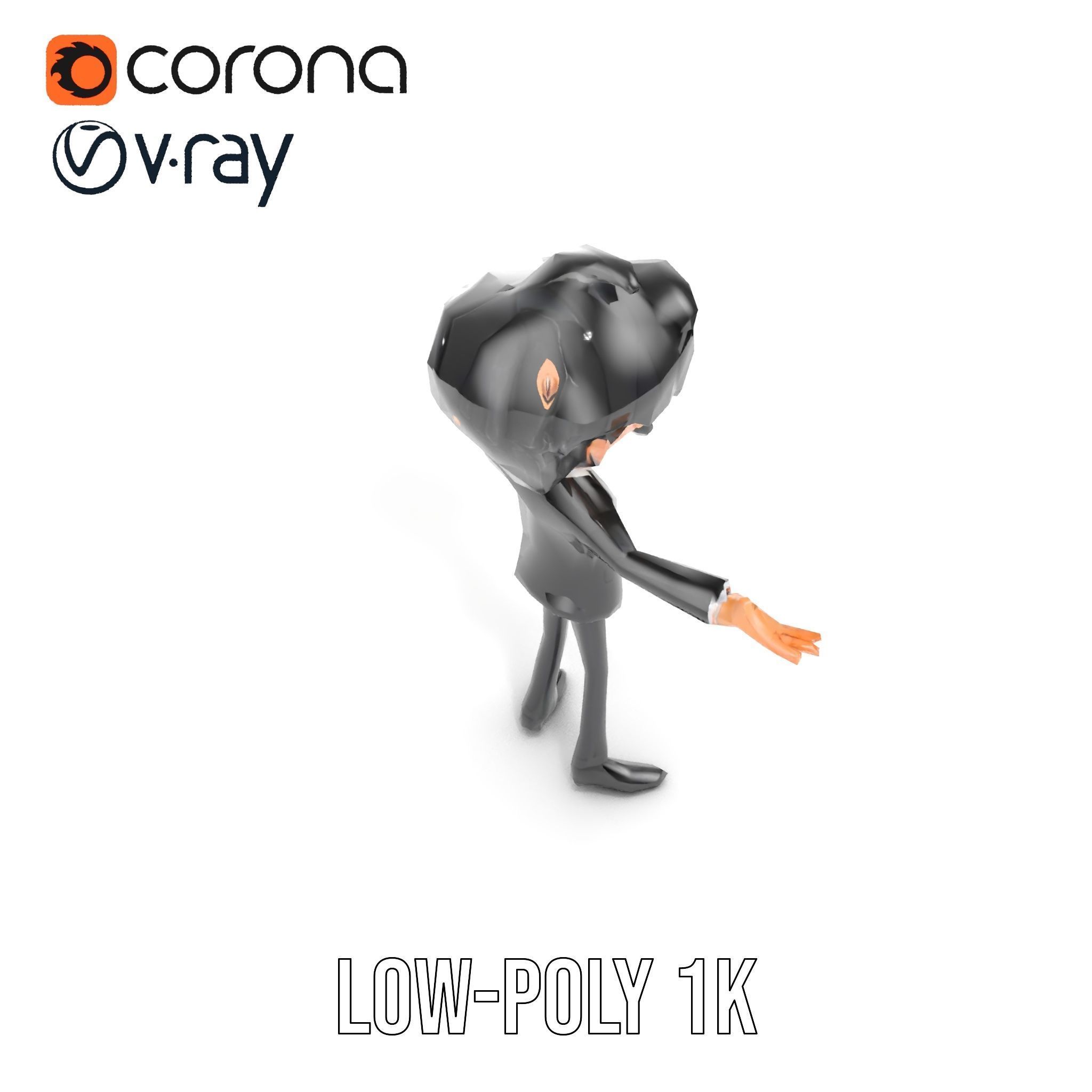 Stylish Suit Character Model  Rigged and Animated Low-poly 3D model_10